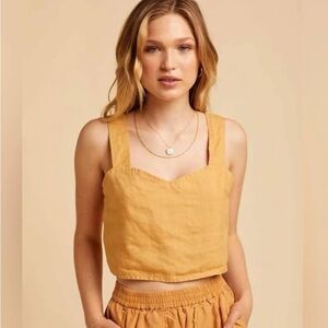 MATE THE LABEL Black Linen Crop Set M